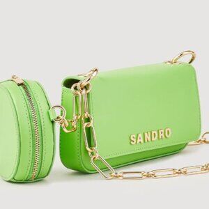 NEW Sandro Women's leather Totemo bag with gold tone chain strap